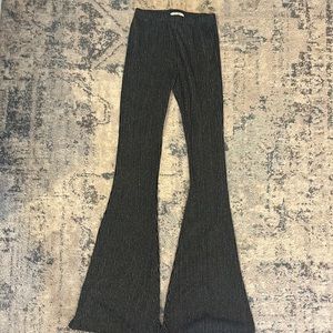 Black and silver ribbed flare stretchy pants